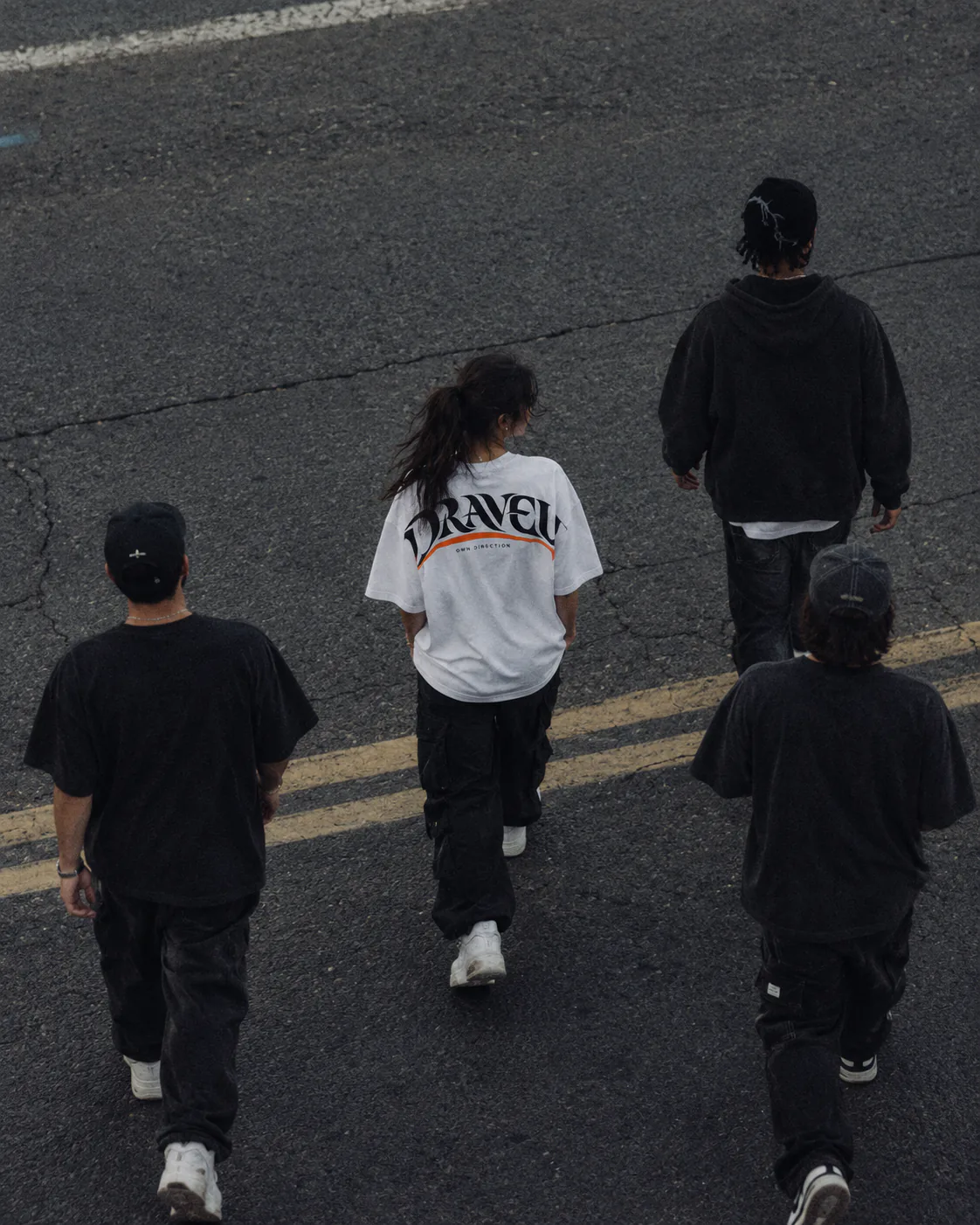 The DRAVELL crew on a city street